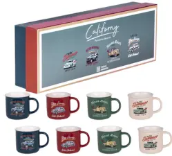 Coffret de 8 tasses voitures vintage